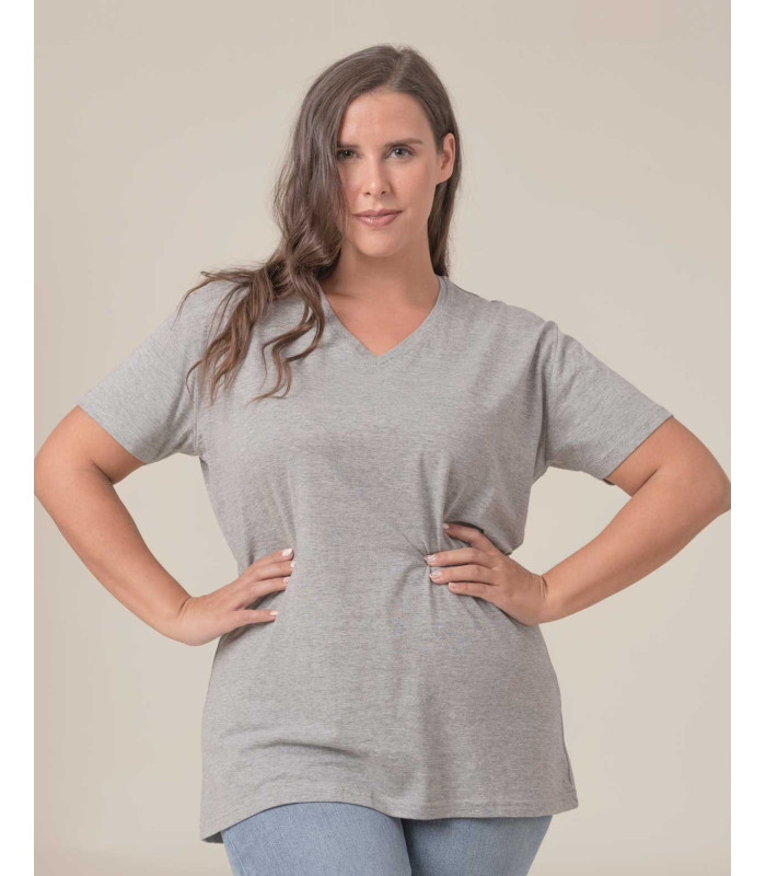 Camisetade Mujer talla grande Curves cuello de pico