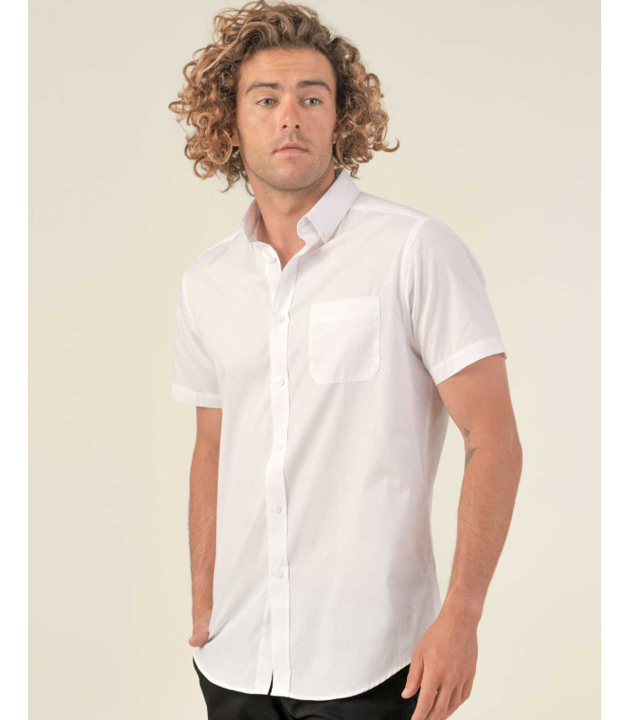Camisa Hombre Popelín Manga Corta